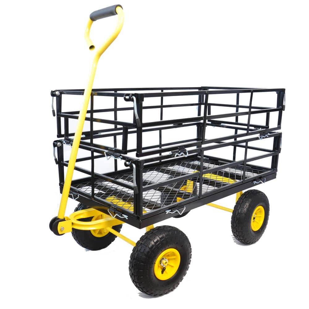 3 cu. ft. Black and Yellow Steel Utility Garden Cart for 550 Ib. - Hercitys