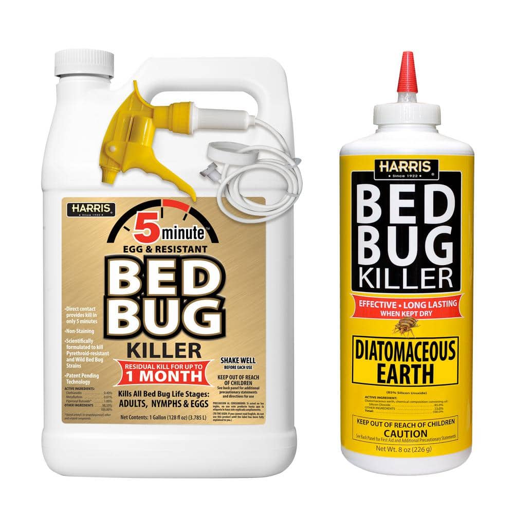 1 Gal. 5-Minute Professional Formula Egg and Resistant Bed Bug Insect Killer and 8 oz. Diatomaceous Earth Bed Bug Killer - Hercitys