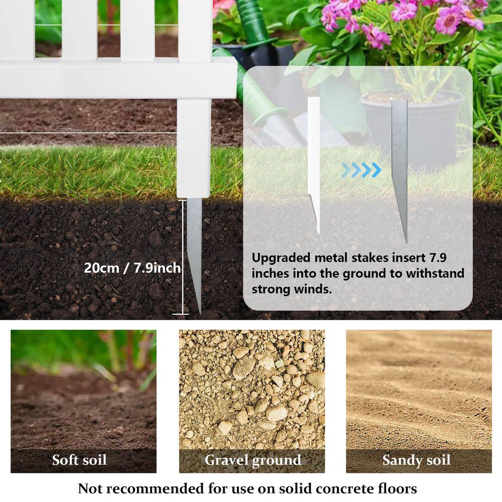 50 in. Privacy Fence Panels Kit Air Conditioner Trash Can Enclosure Vinyl White Color Garden Fencing Plastic - Hercitys