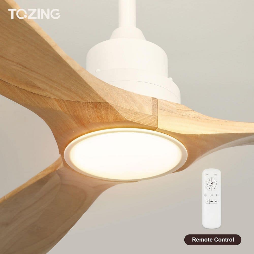 52 in. Smart Indoor Wood Low Profile Standard Semi Flush Mount Ceiling Fan Light with Integrated LED with Remote Bedroom - Hercitys