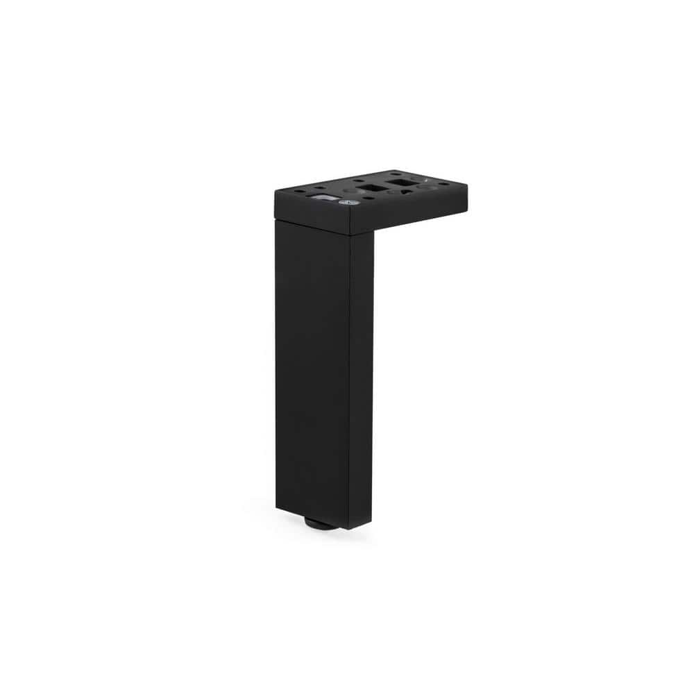 11 3/4 in. (300 mm) Matte Black Aluminum Contemporary Furniture Leg with Adjustable Shape and Leveling Glide - Hercitys