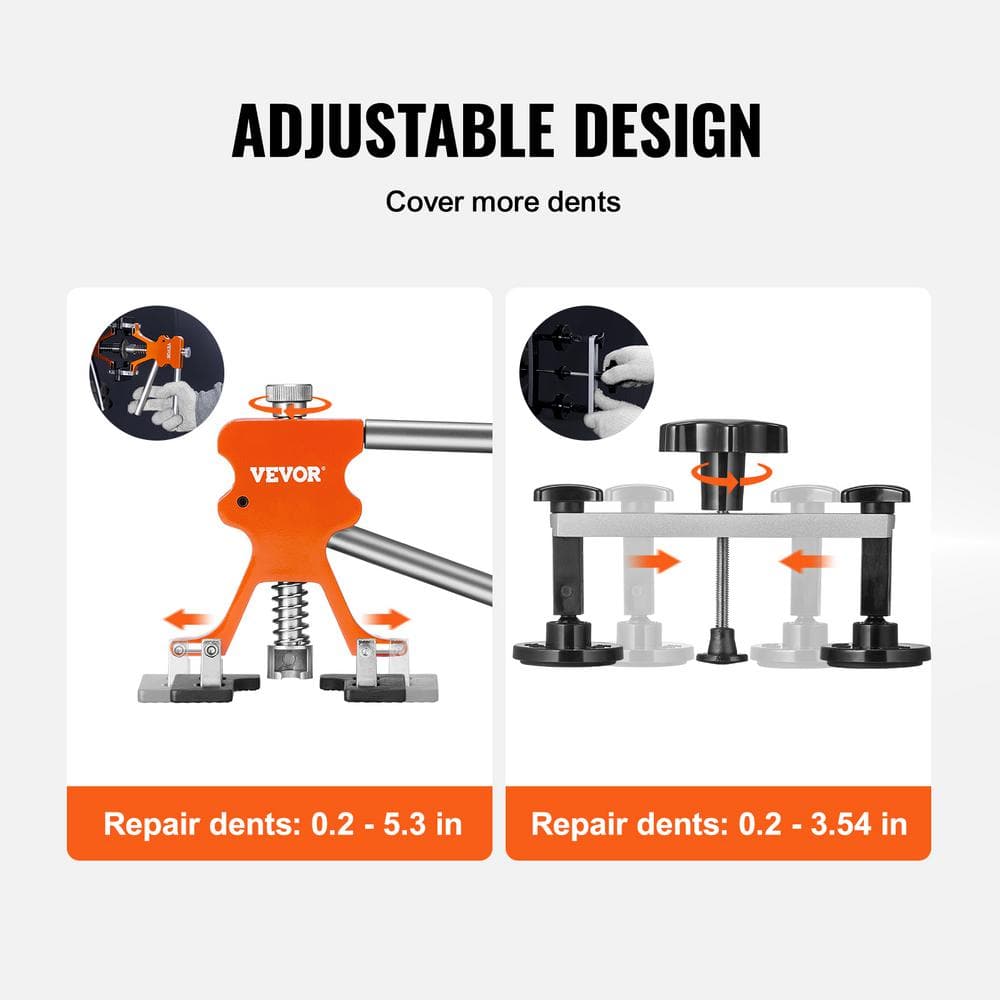 107-Pieces Dent Removal Kit, Paintless Dent Repair Kit with Golden Lifter, Bridge Puller, Slide Hammer T-bar Dent Puller - Hercitys