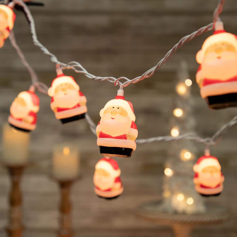 10-Count Santa Claus Christmas Light Set 6 ft. Green Wire - Hercitys