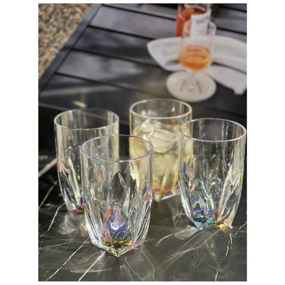 17 oz. Designer Rainbow Diamond Acrylic Wine Glasses Set (Set of 4) - Hercitys