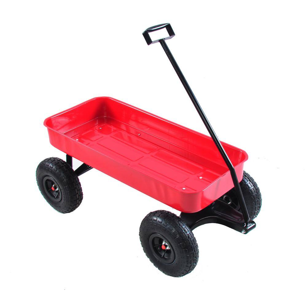 1.1 cu. ft. 176 lbs. Capacity Steel Frame Wagon Heavy-Duty Push Hand Dump Garden Cart with 10 in. Pneumatic Tires - Hercitys