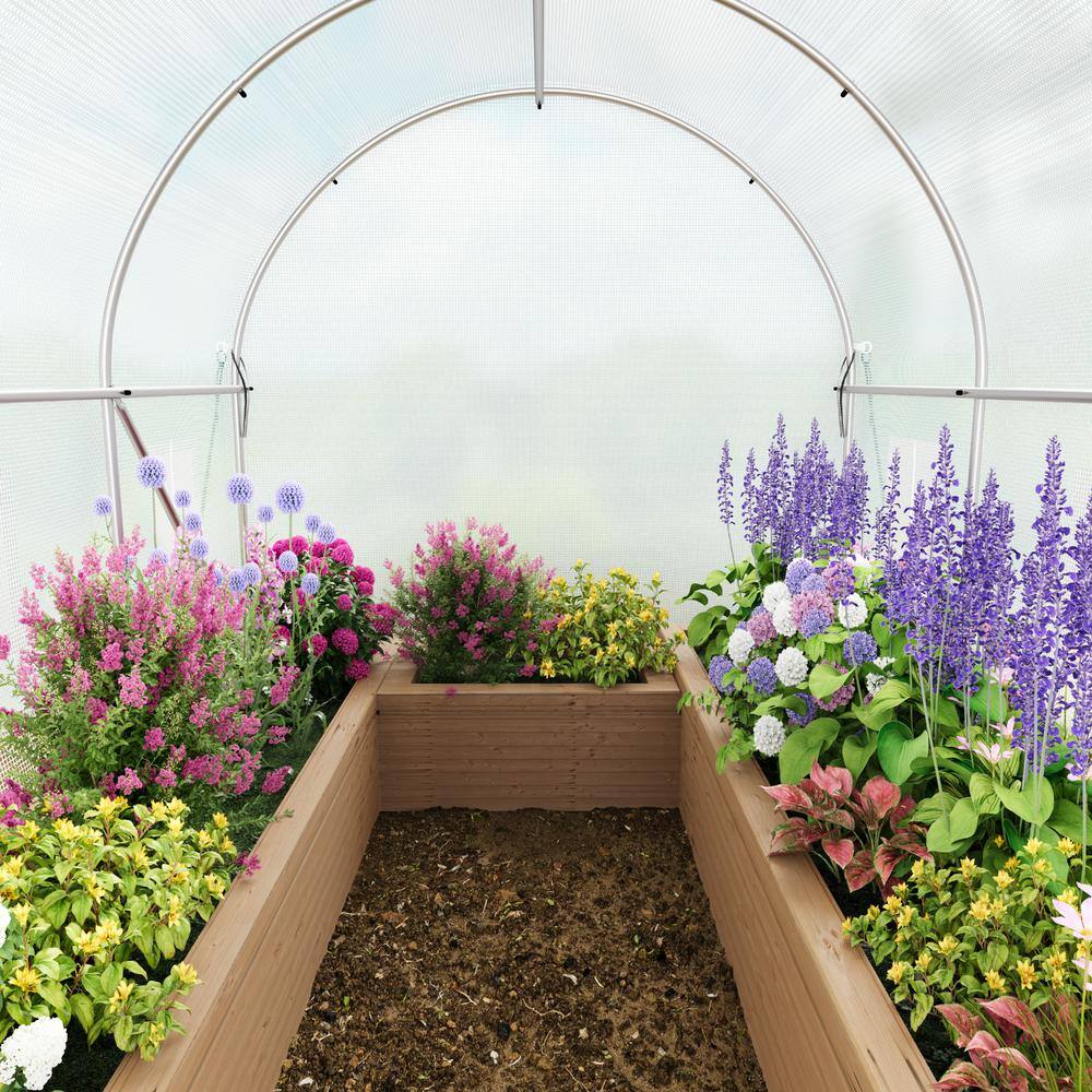 10 ft. W x 6.5 ft. D x 6.5 ft. H Galvanized Metal Walk in. Greenhouse, White - Hercitys