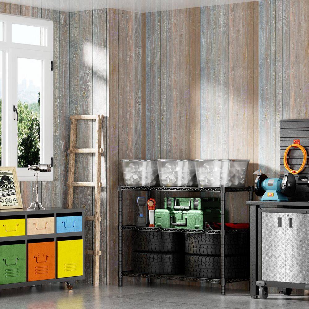 3-Tier Heavy Duty Steel Storage Rack, 350 lbs. Per Shelf Wire Shelf, Rust-Resistant for Kitchen/Laundry/Garage in Black - Hercitys