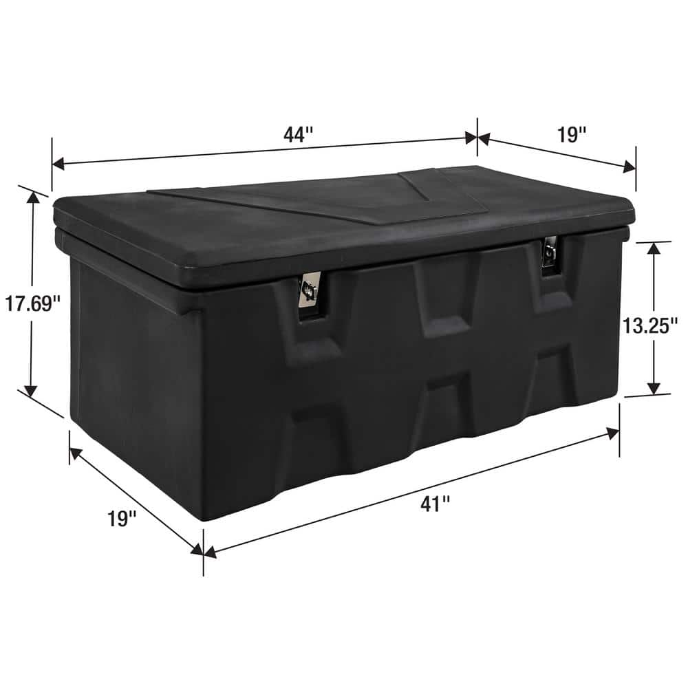17.25 in. x 19 in. x 44 in. Matte Black Plastic All-Purpose Truck Tool Box Chest - Hercitys