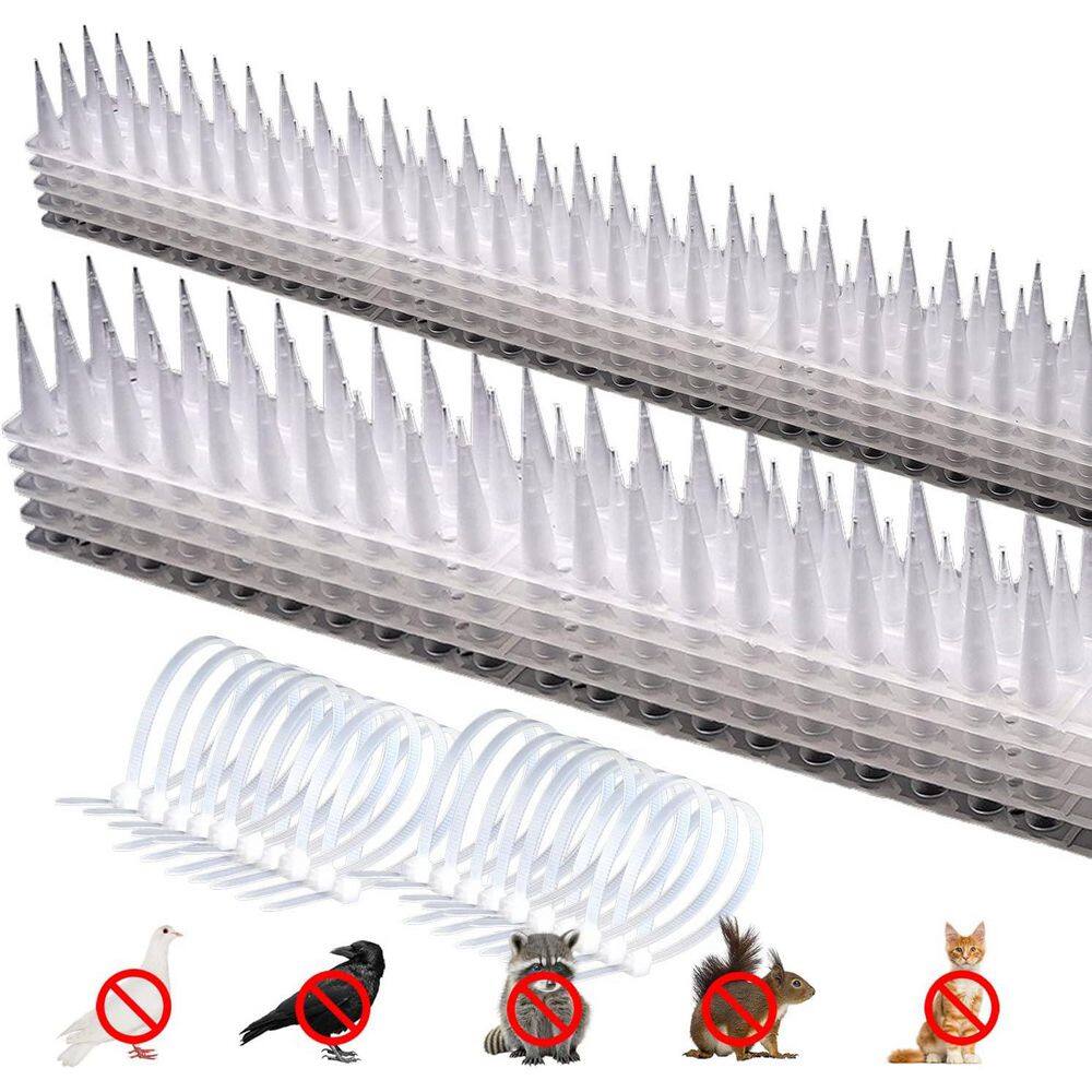 12-Pack Bird Spikes for Outdoor Use with 20 Cable Ties, Deterrent for Pigeons and Small Animals - Hercitys