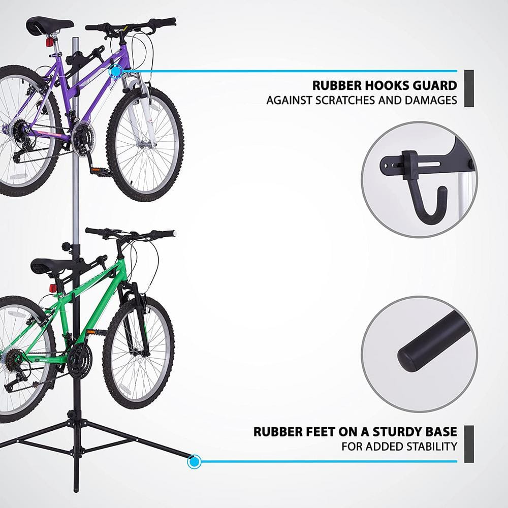 2-Bike Freestanding Bike Rack Adjustable and Foldable Bike Storage Stand - Hercitys