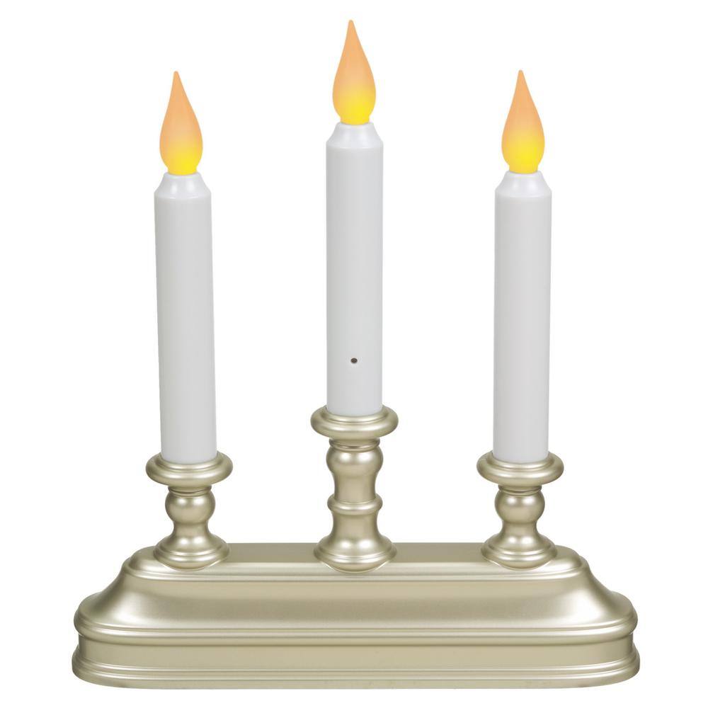 10 in. Dual Color LED Battery Operated Candle with Pewter Colored Candelabra Base - Hercitys