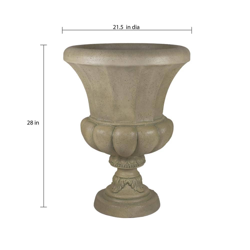 21.5 in. W x 28 in. H Aged Granite Stone Veranda Urn - Hercitys
