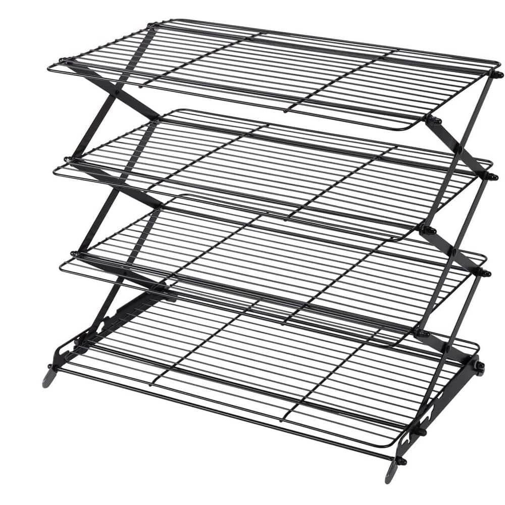 4-Tier Collapsible Cooling Rack Adjustable Stackable Design for Baking Cookies Cakes Space-Saving Wire Rack - Hercitys