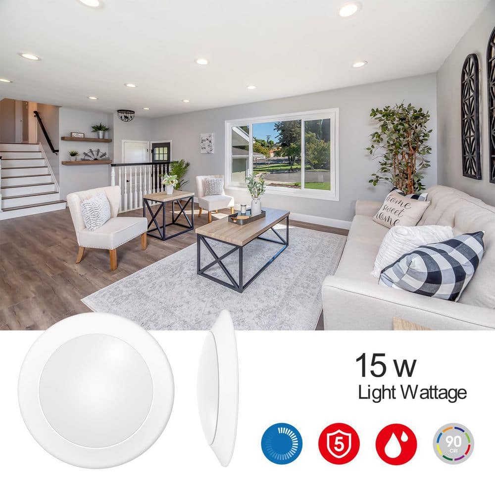 12-Pack 7.5 in. 90 CRI 3000K Warm White Dimmable Integrated LED Flush Mount Ceiling Light Disk Light - Hercitys