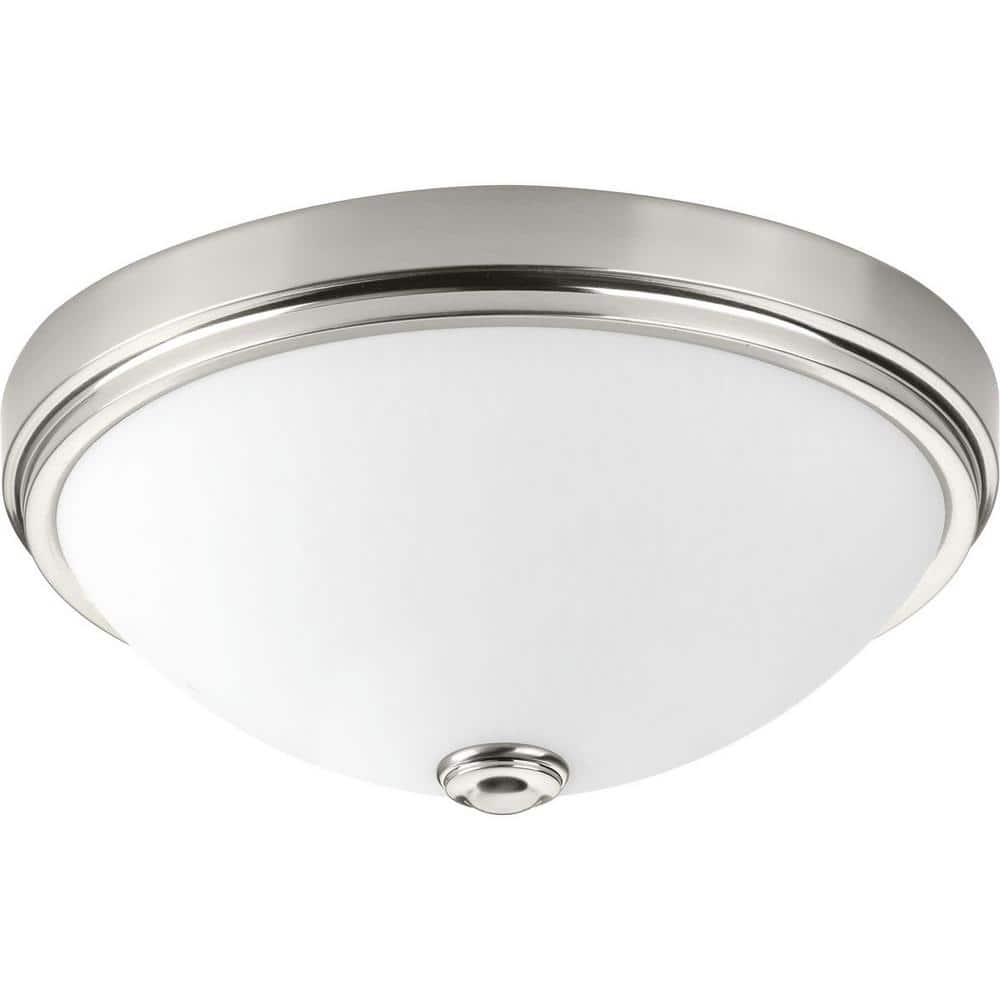 13 in. Linen Collection 21 -Watt Brushed Nickel Integrated LED Flush Mount - Hercitys