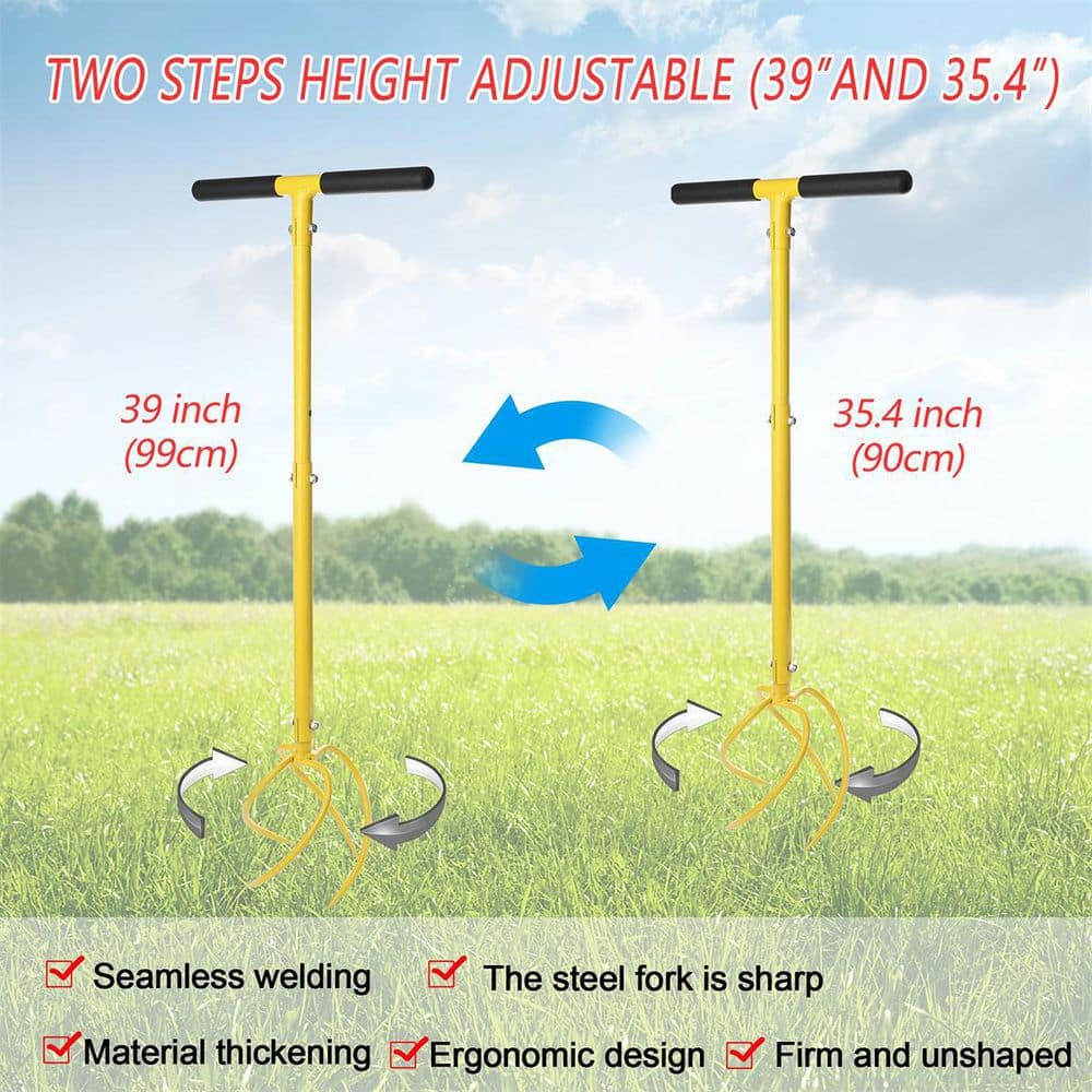 39 in. Height Adjustable Garden Claw Twist Tiller Hand Cultivator - Hercitys