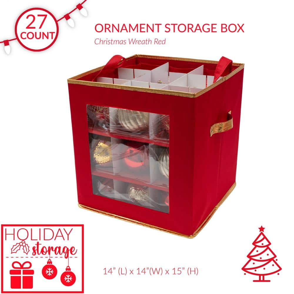 12 Gal. 27-Count Large Ornament Storage Box with See Through Window - Hercitys
