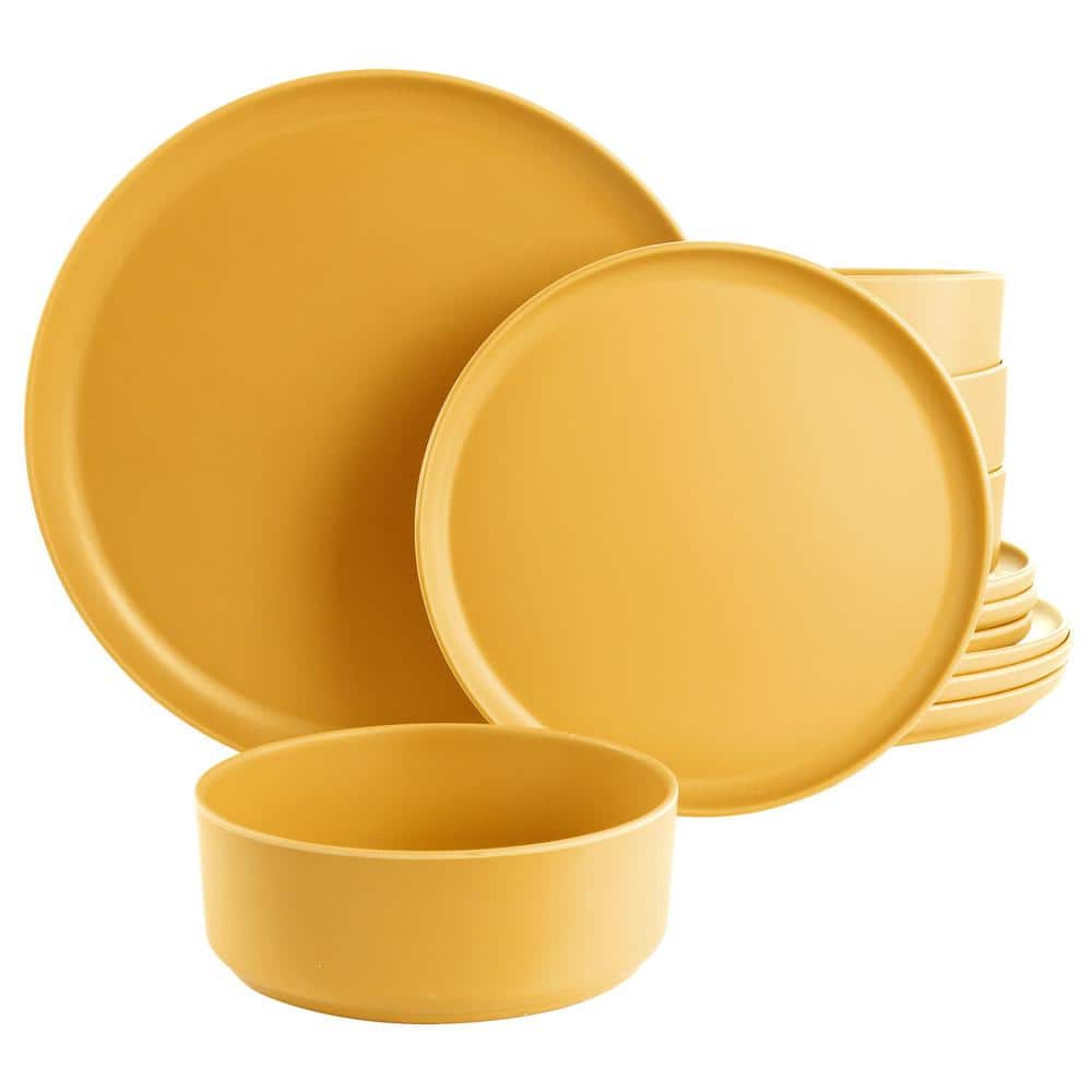 12 Piece In Yellow Round Melamine Dinnerware Set Canyon Crest - Hercitys