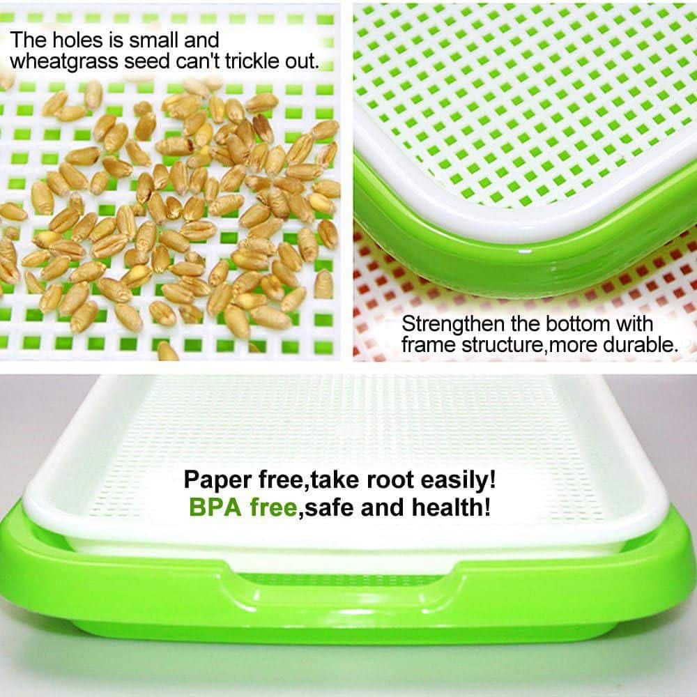 4-Layer Sprout Trays Extra Strength Plastic Shelf Soil-Free Wheatgrass Seeds Grower Storage Garden Home Office - Hercitys