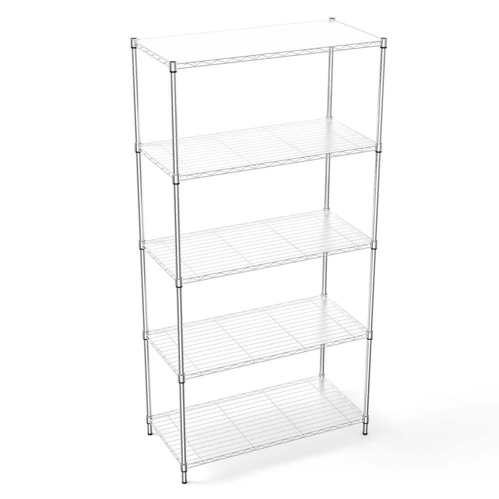 5 Tier Shelf Wire Shelving Unit, 1750 lbs. Capacity Heavy-Duty Shelving for Garage&Kitchen&Office-Chrome - Hercitys