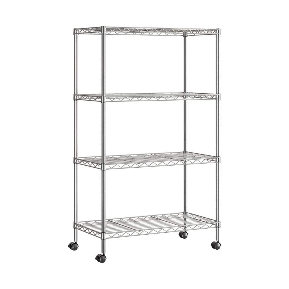 4-Tier Steel Wire Shelving System in Zinc (30 in. W x 14 in. D x 49.5 in. H) - Hercitys