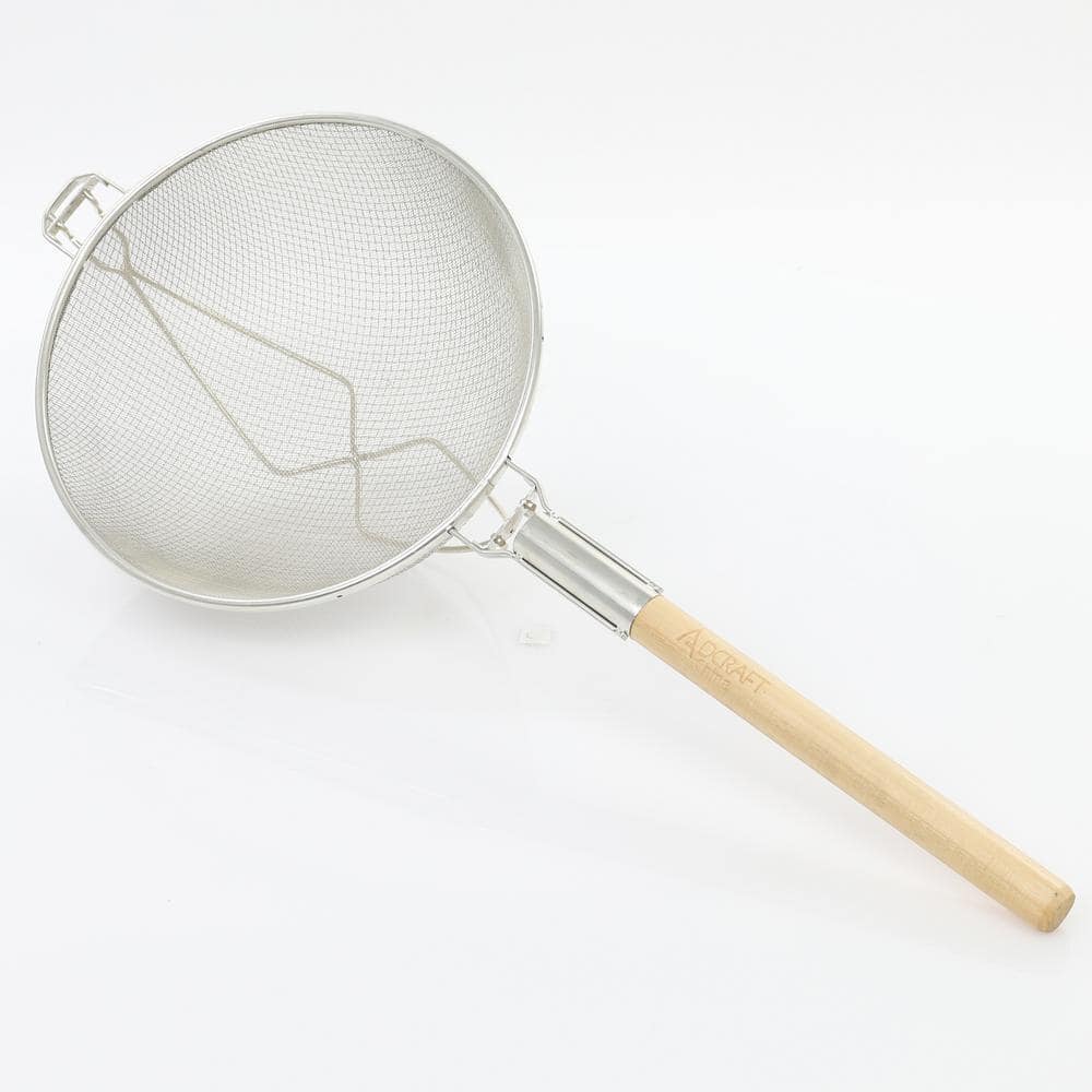 14 in. Commercial Premium Tinned Double-Mesh Steel Strainer - Hercitys