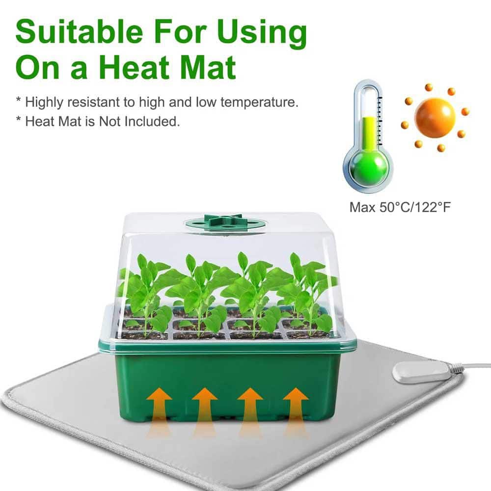 1-Set Seed Starter Tray With Grow Light Humidity Dome Germination Kit 5-Level Brightness 4 Timers (5Pcs Trays) - Hercitys