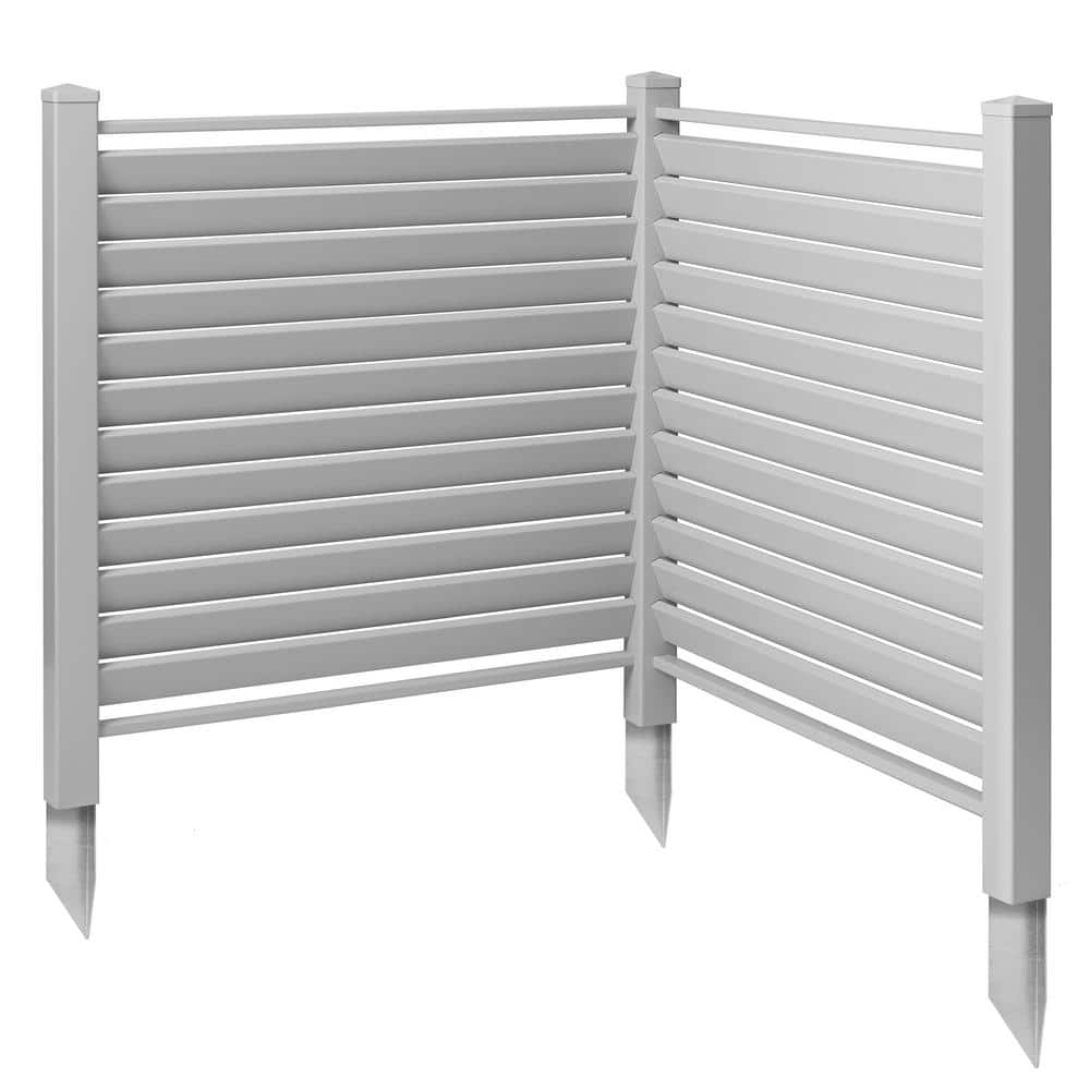 48 in. x 48 in. Louvered Privacy Screen Outdoor Vinyl Fence Panel for AC-GRY - Hercitys