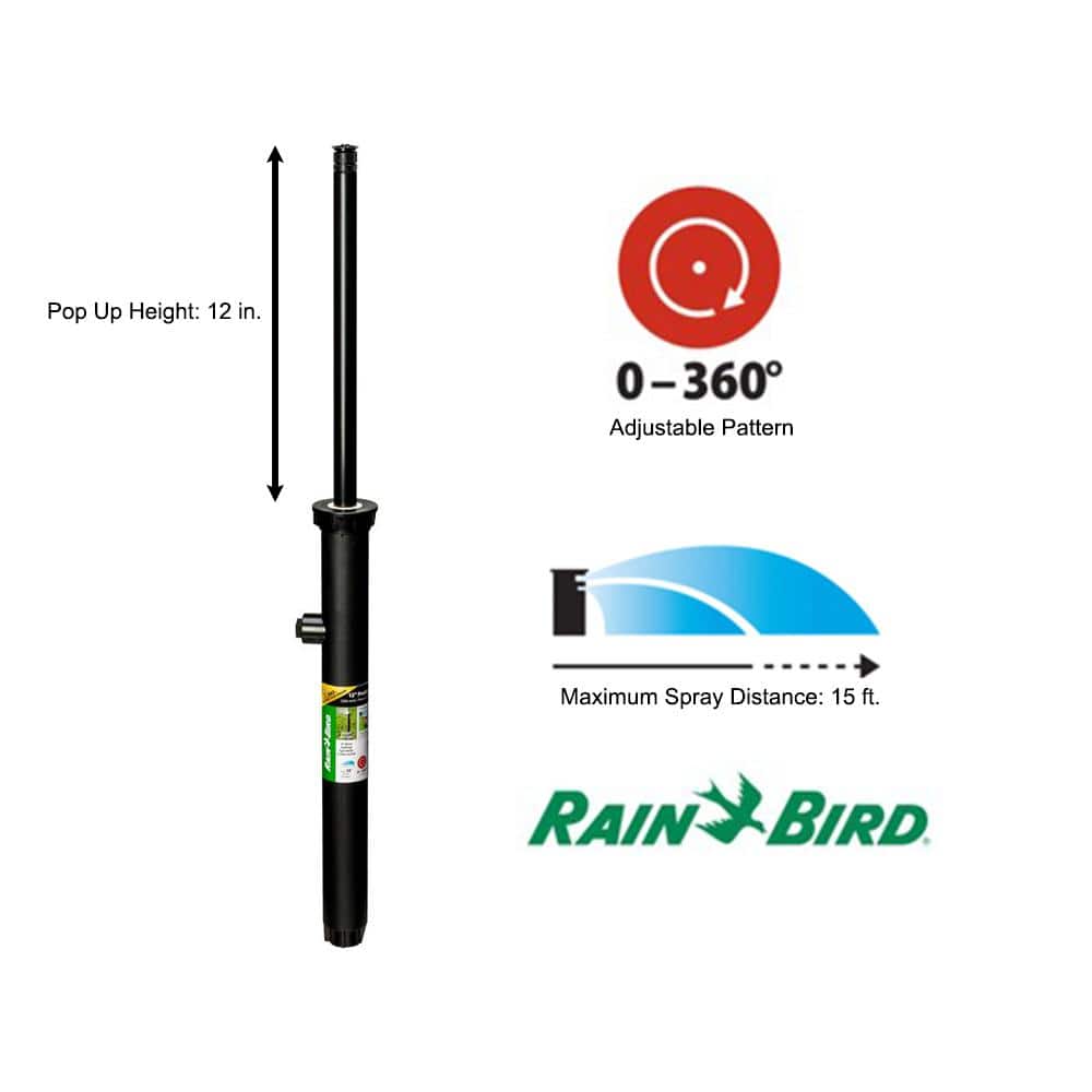 1800 Series 12 in. Pop-Up PRS Sprinkler, 0-360° Pattern, Adjustable 8-15 ft. - Hercitys