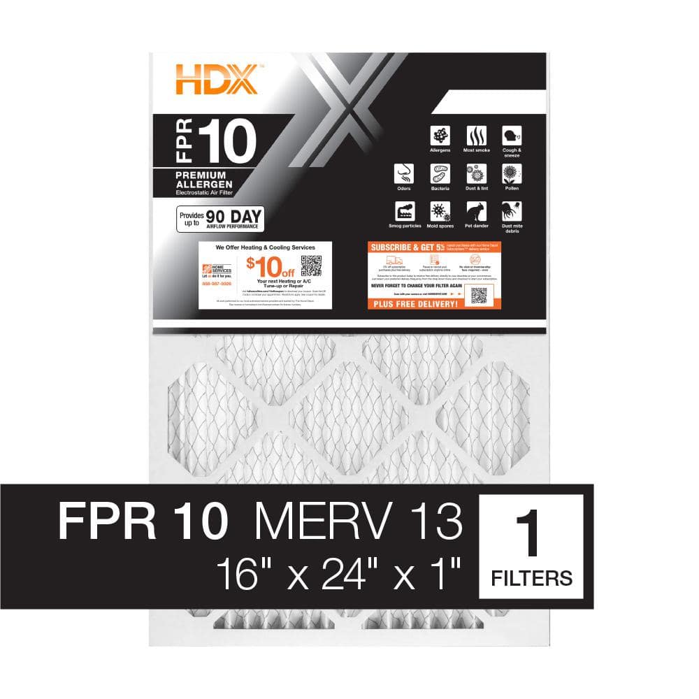 16 in. x 24 in. x 1 in. Premium Pleated Air Filter FPR 10, MERV 13 - Hercitys