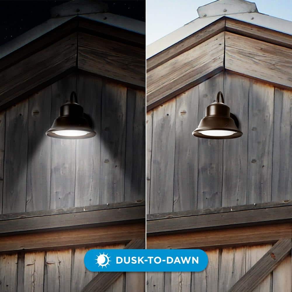 1000 Lumen Integrated LED Bronze Dusk to Dawn Bell Wall Light, 4000K - Hercitys