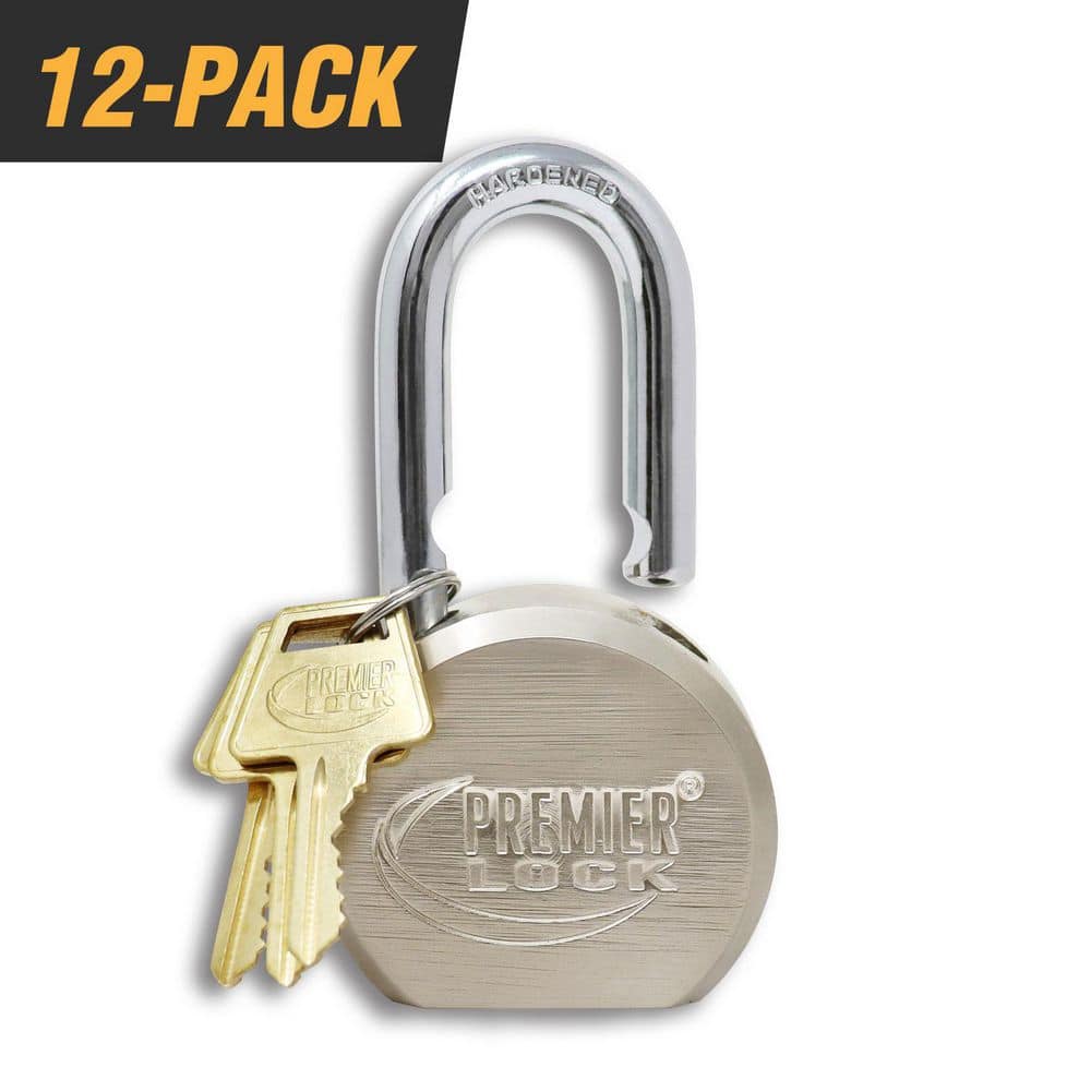 2-5/8 in. Premier Solid Steel Commercial Gate Keyed Padlock with Long Shackle and 36 Keys Total (12-Pack, Keyed Alike) - Hercitys