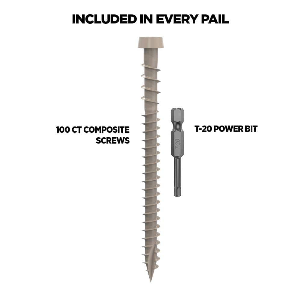 #10 2-1/2 in. Sand Star Drive Trim-Head Composite Deck Screw (100-Count) - Hercitys