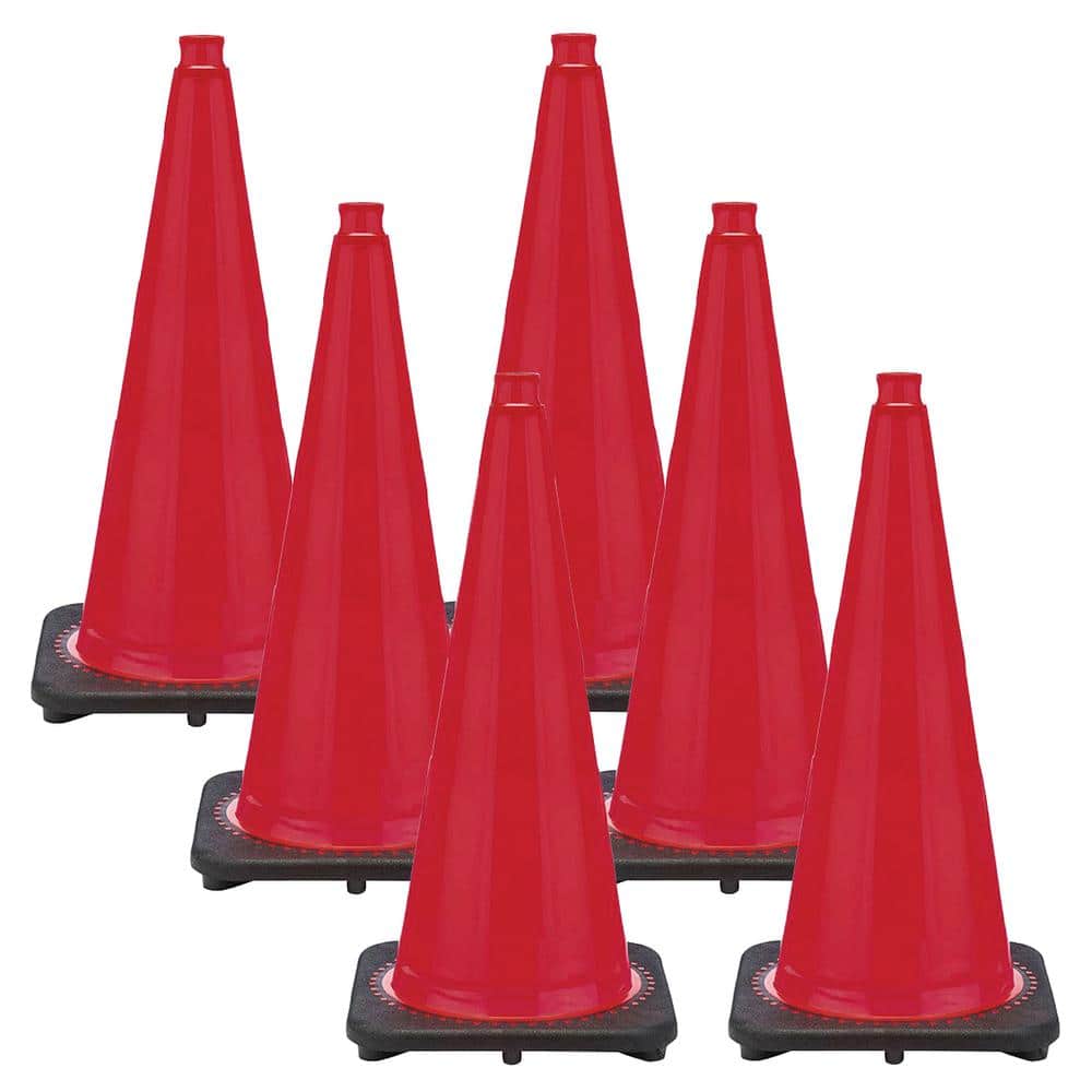 28 in. Red Traffic Cones (6-Pack) - Hercitys