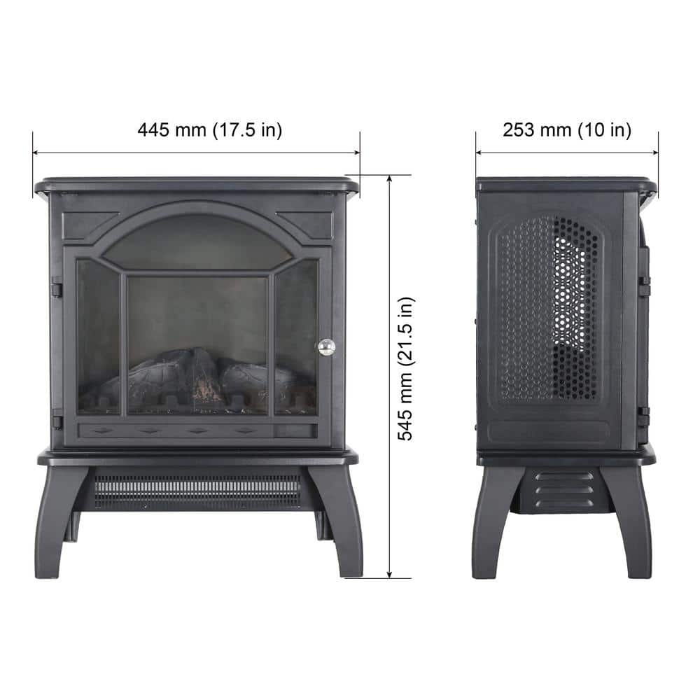 10 in. Freestanding Electric Infrared Quartz Fireplace Stove with Remote Control - Hercitys