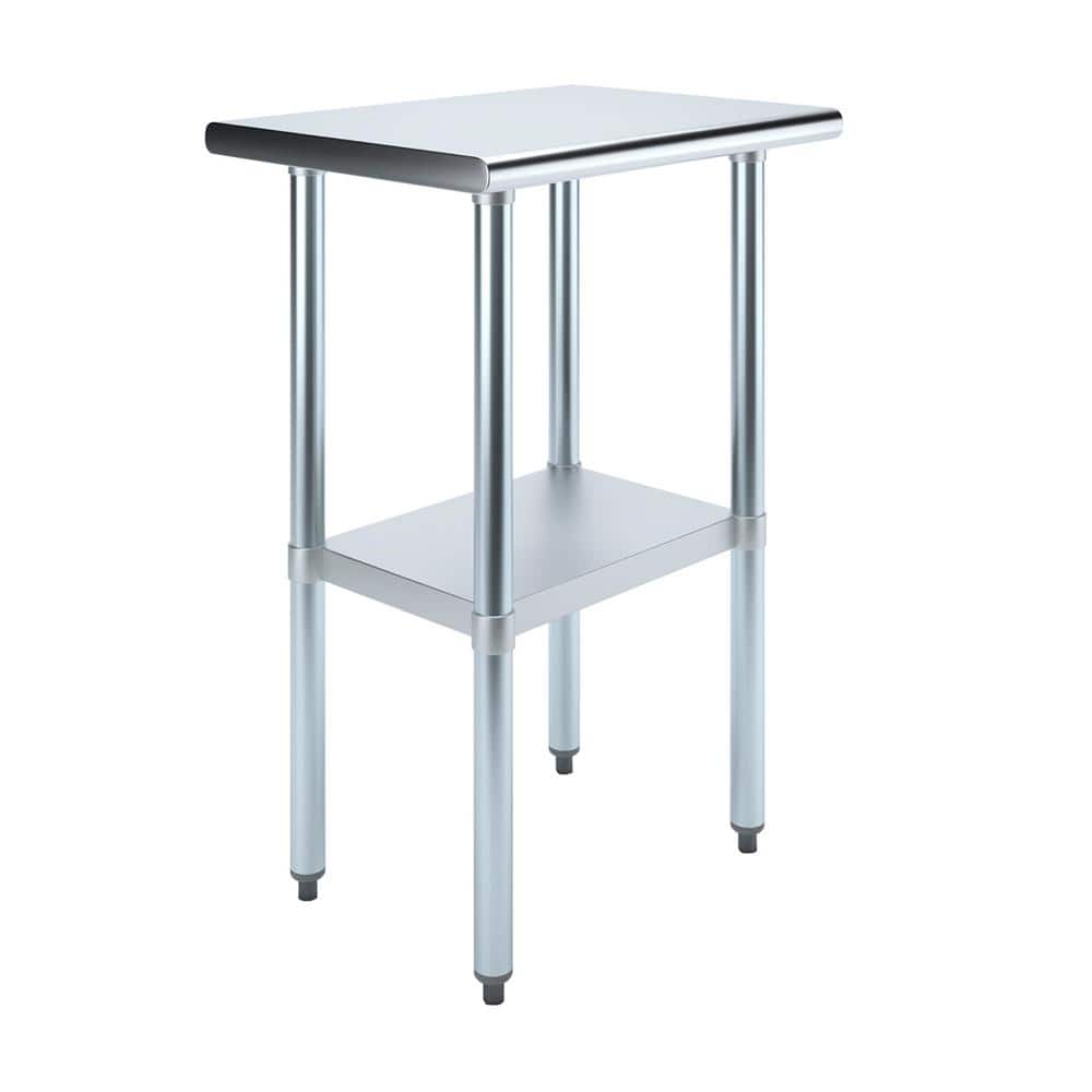 18 in. x 24 in. Stainless Steel Kitchen Utility Table with Adjustable Bottom Shelf - Hercitys