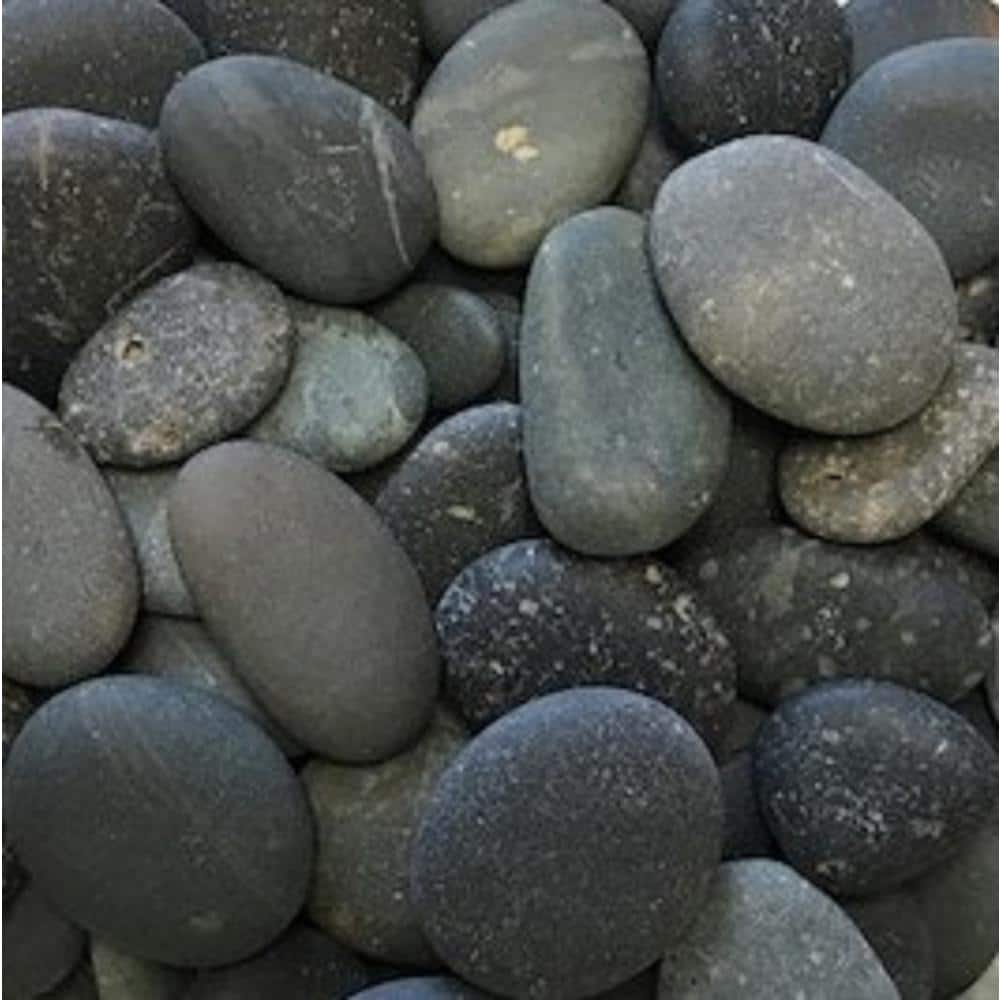 0.25 cu. ft. 20 lbs. 1/2 in. to 1-1/2 in. Black Button Mexican Beach Pebble - Hercitys