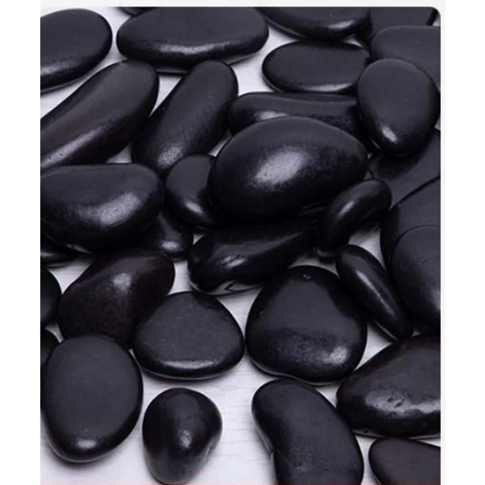 0.40 cu. ft. 0.25 in. to 0.5 in. 30 lbs. Grade A Black Polished River Pebbles - Hercitys