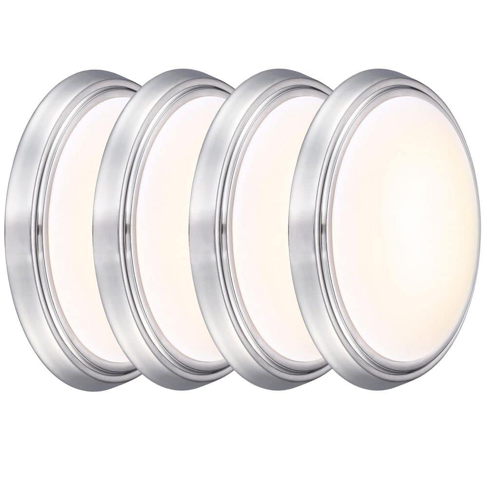 11.02 in. Brushed Nickel Selectable LED Flush Mount Ceiling Light Fixture (4-Pack) - Hercitys