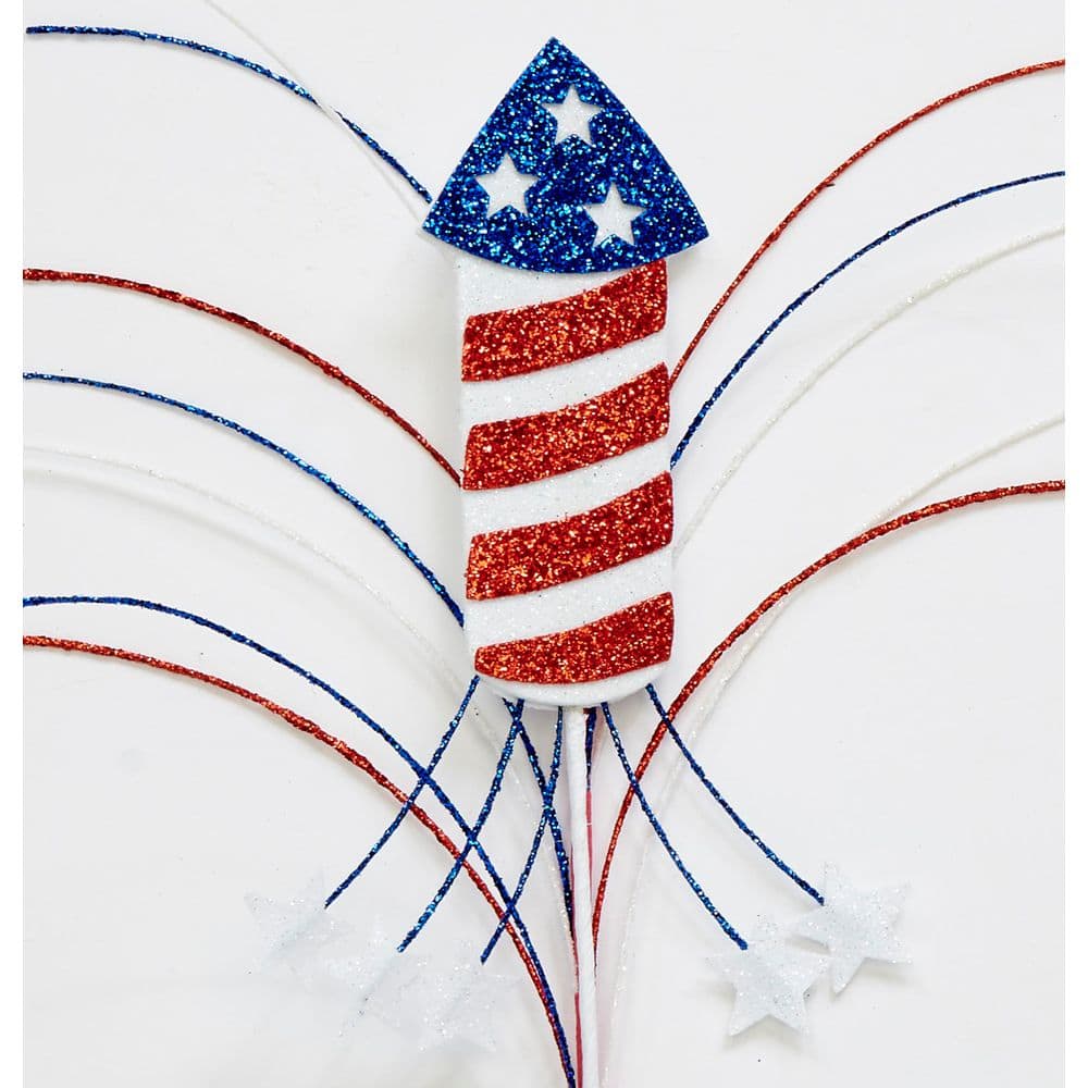 13 in Red, White and Blue Rocket with Stars Pick, Set of 6 - Hercitys