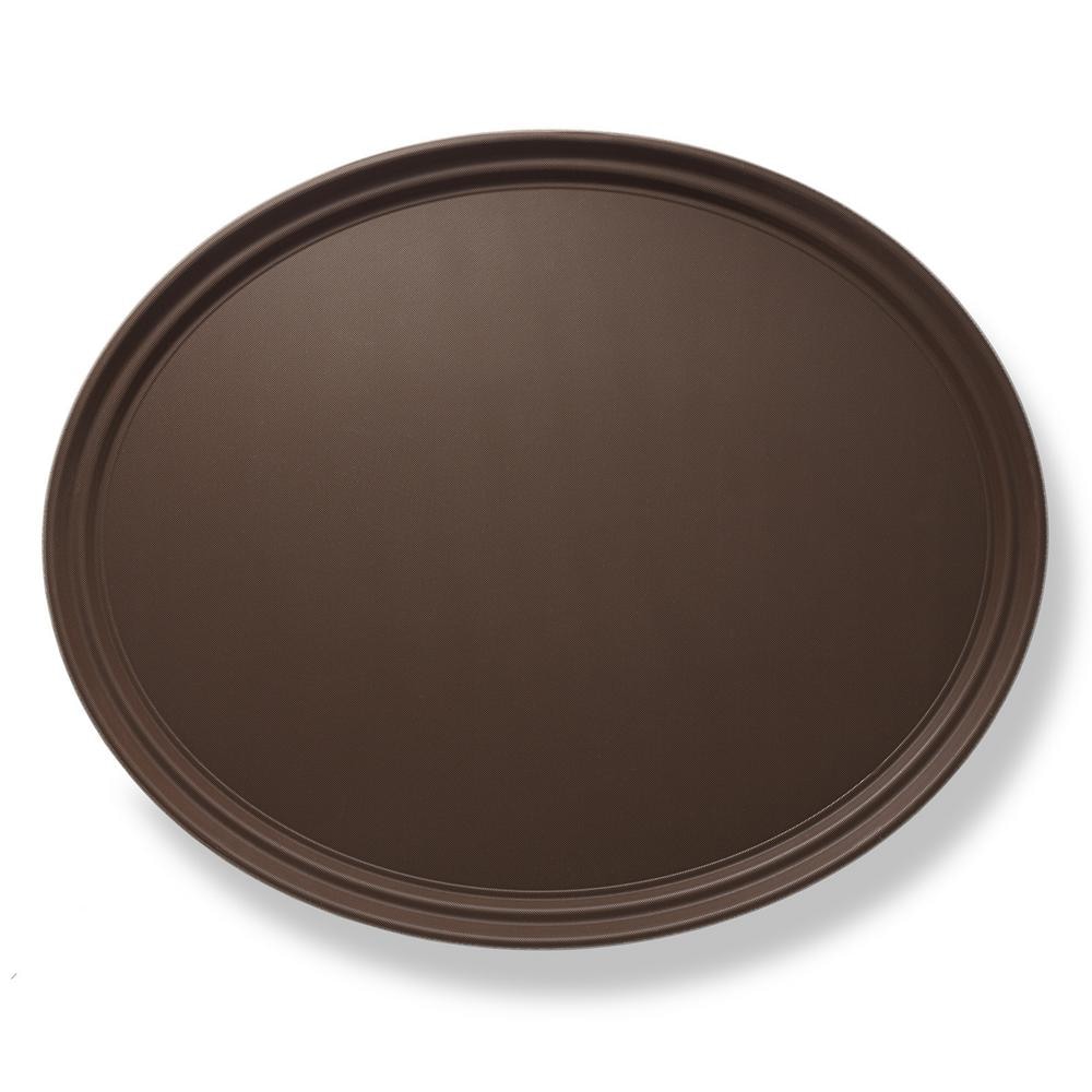 29 in. x 24 in. x 1.25 in. Oval Plastic Non-Slip Restaurant Serving Tray, Brown – NSF Food Service - Hercitys