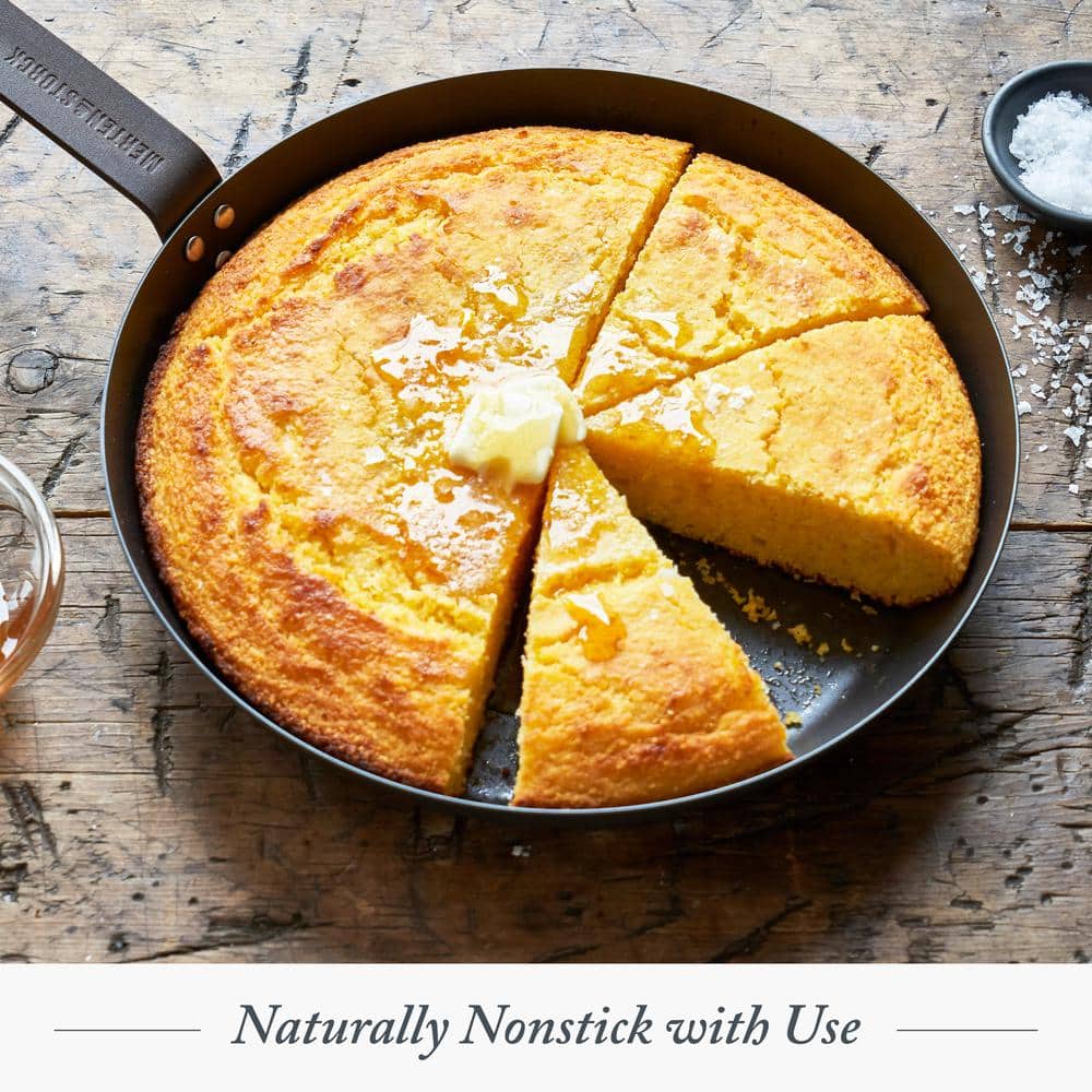 10 in. Black Carbon Steel Open Frying Pan - Hercitys