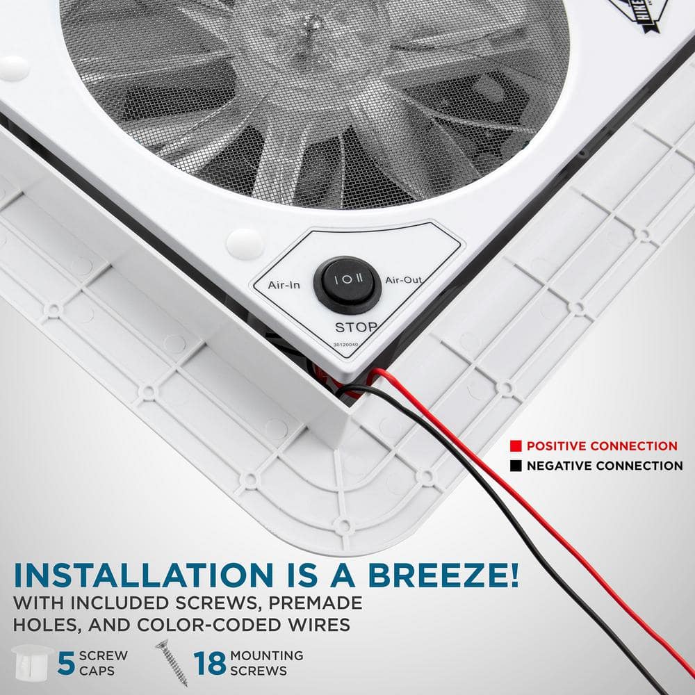 11 in. RV Exhaust Vent Fan with LED Light - Hercitys