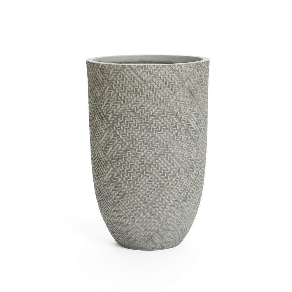 22.4 in. H Gray Glen Pattern Ceramic Round Planter - Hercitys