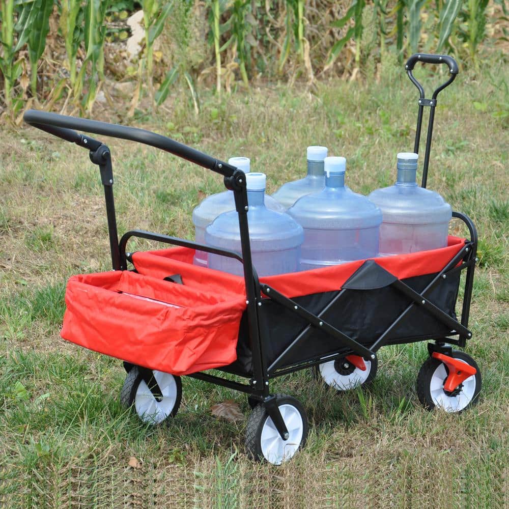 2.3 cu. ft. Steel Garden Cart, Black and Red - Hercitys