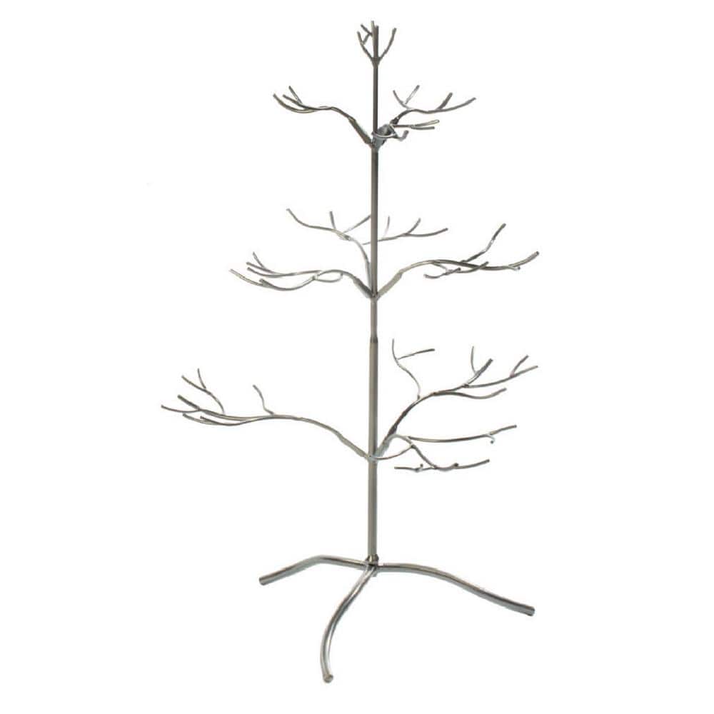 25 in. Silver Metal Ornament Tree with Hanging Branches - Hercitys