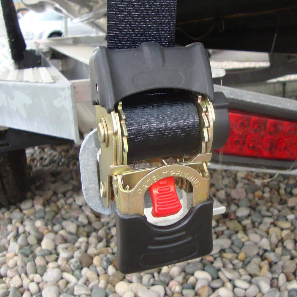 1 in. x 9 ft. 1200 lbs. Bolt On Re-Tractable Ratchet Tie Downs Black (2-Pack) - Hercitys