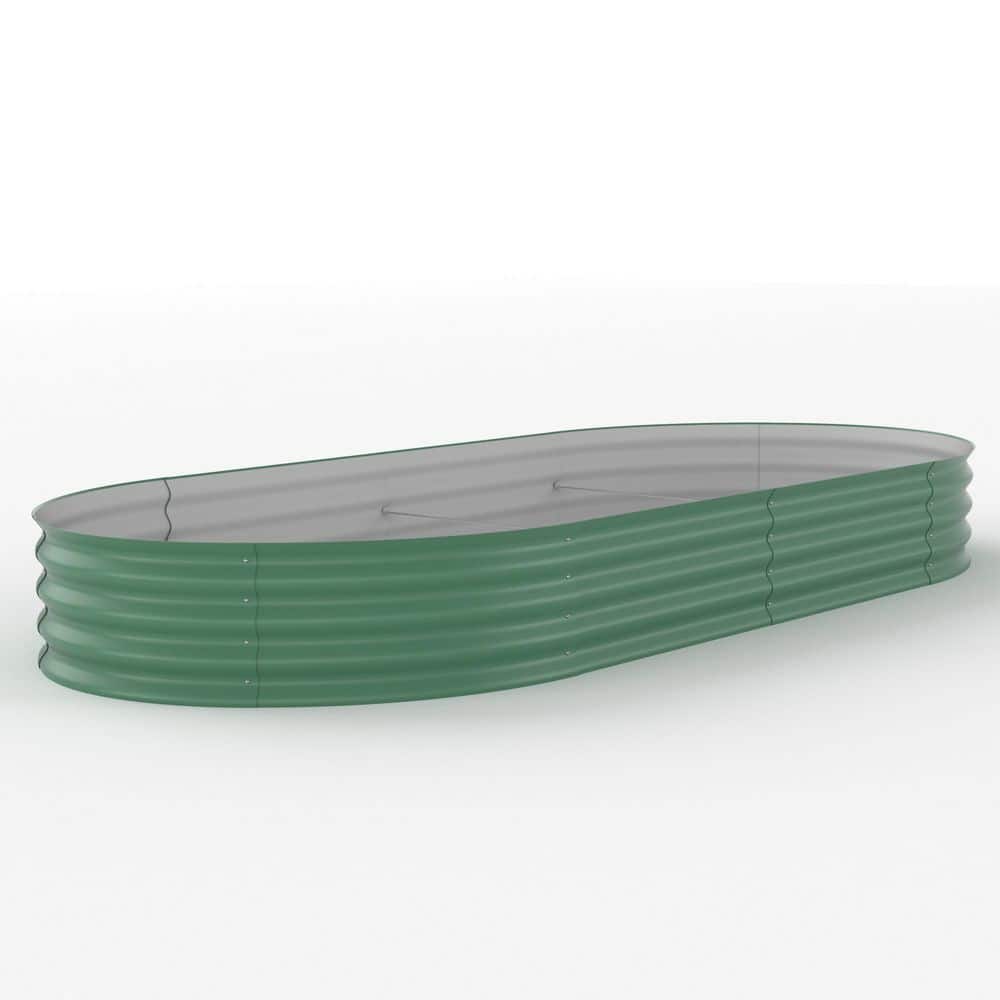 118.2 in. x 47.2 in. x 17.3 in. Outdoor Oval Galvanized Raised Garden Bed in Green - Hercitys