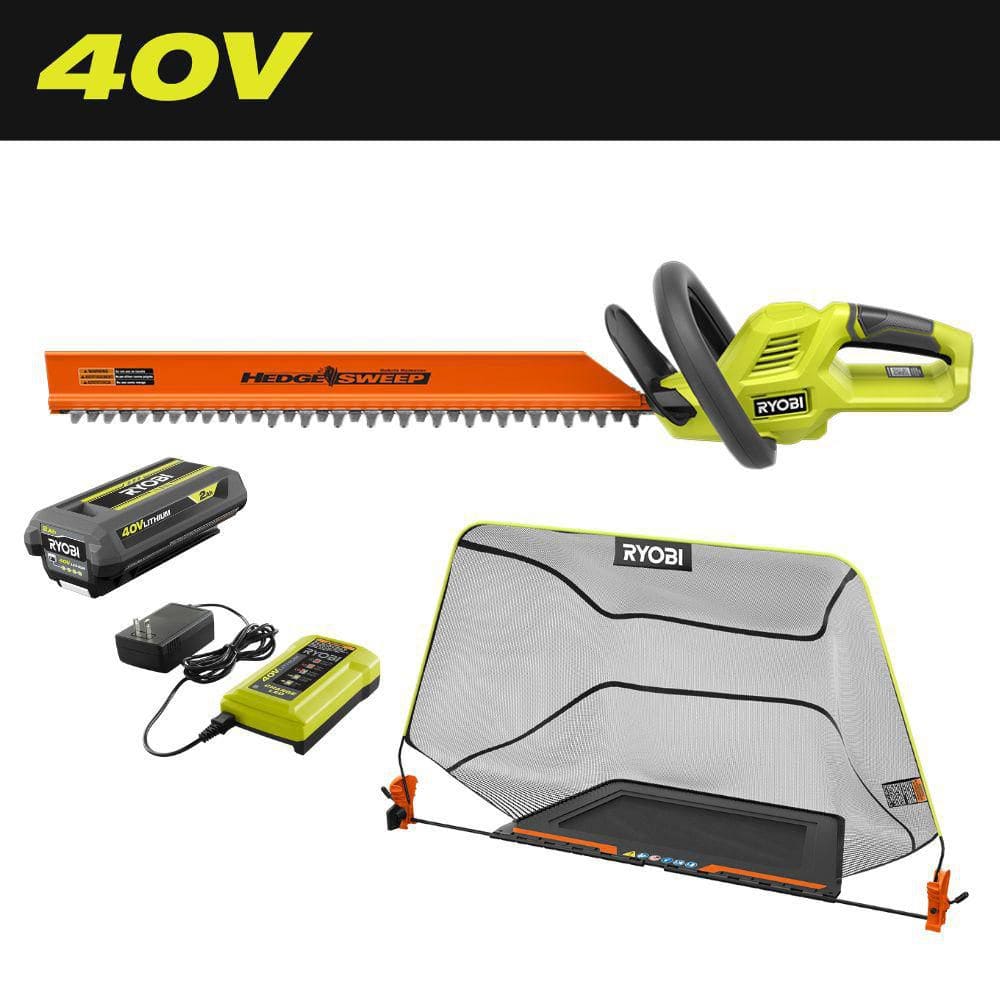 40V 24 in. Cordless Battery Hedge Trimmer with Debris Collector and 2.0 Ah Battery and Charger - Hercitys