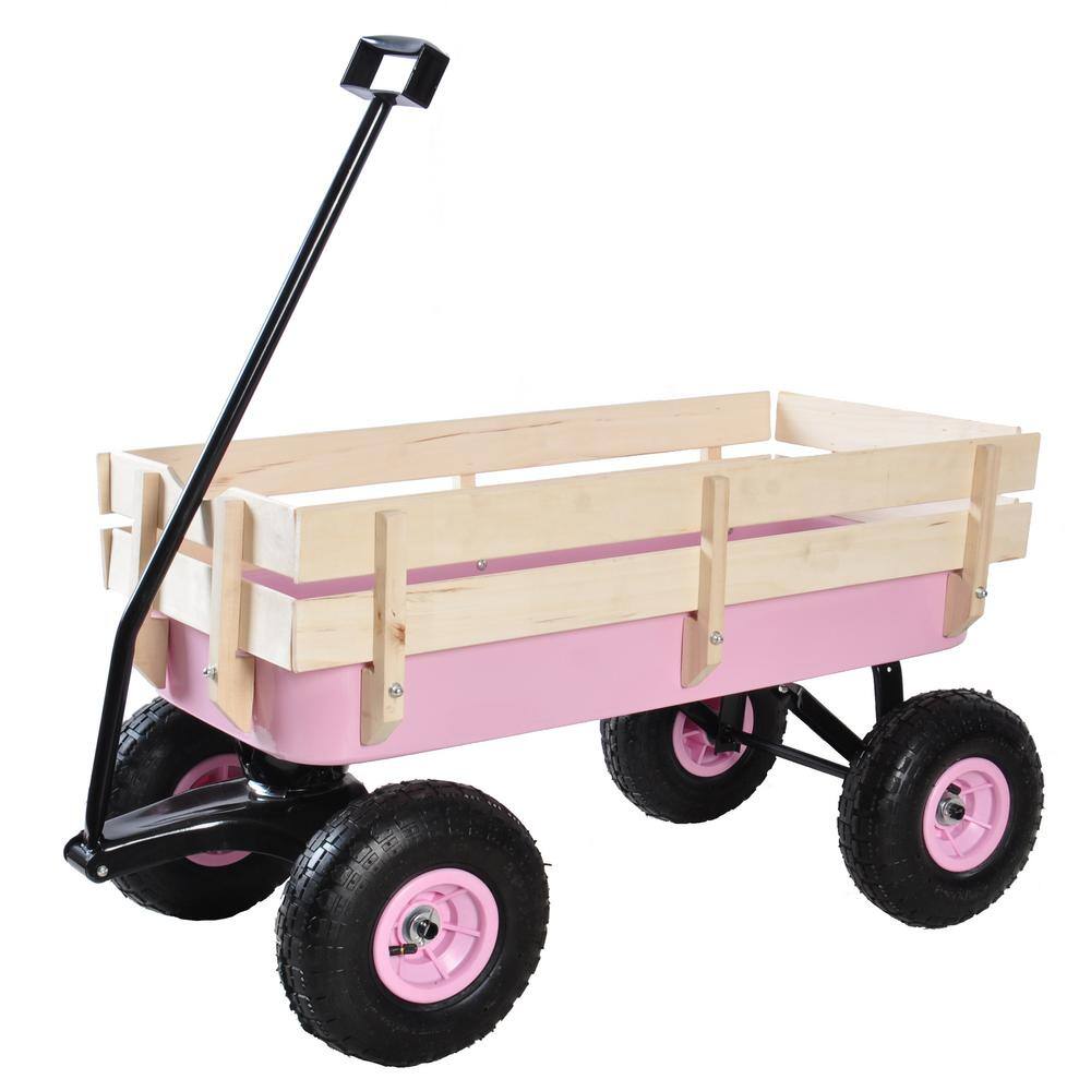 1.5 cu. ft. Steel Garden Cart, Black and Pink - Hercitys